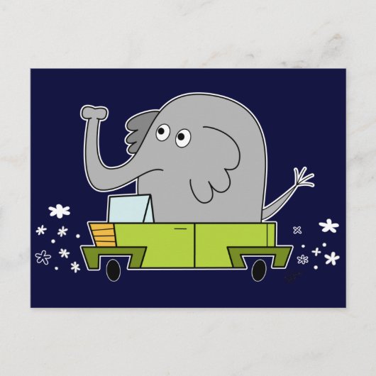 Elefant Driving a Car - PostCard Postkarte (Vorderseite)