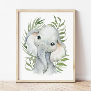 Elefant, Dschungeltiere, Safari-Tiere, Palme Poster