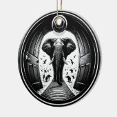 Elefant durch die Tür des Peephole | Fisheye Keramik Ornament (Links)