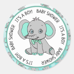 Elefant, ein Junge, Babydusche Runder Aufkleber