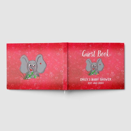 Elefant eines Babys mit Gras und Blume Gästebuch (Voll)