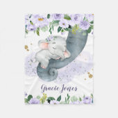 Elefant eines Mädchens mit Soft Lavender Blume Bab Fleecedecke (Vorderseite)