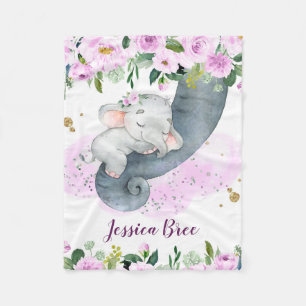 Elefant eines Mädchens mit weich rosa Blume Fleecedecke