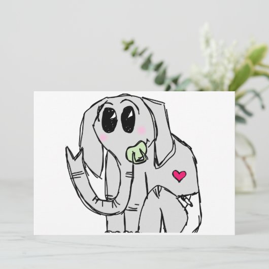 Elefant Einladung (Stehend Vorderseite)