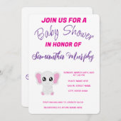 Elefant | Einladung der Babydusche (Vorne/Hinten)