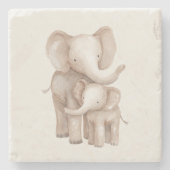 Elefant Elternteil & Baby Steinuntersetzer (Vorderseite)