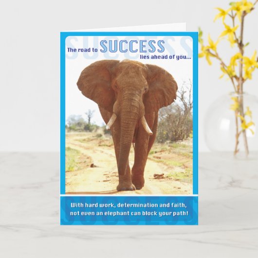 Elefant-Erfolg Karte (Gelbe Blume)