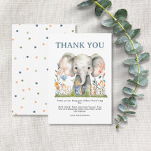 Elefant Erstes Geburtstags-Dankeskarten | Safari