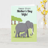 Elefant Erstes Muttertags-Ehefrau Karte (Gelbe Blume)