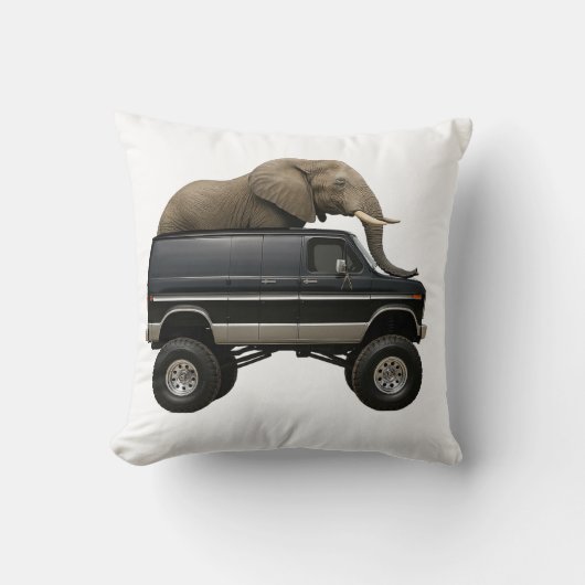 Elefant fährt 4x4 Van Kissen (Vorderseite)