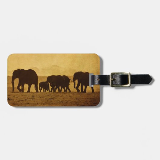 Elefant-Familie Gepäckanhänger (Vorderseite horizontal)