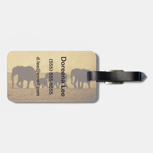 Elefant-Familie Gepäckanhänger (Rückseite horizontal)