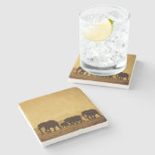 Elefant-Familie Steinuntersetzer (Seitenansicht)