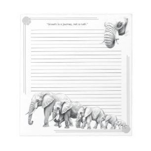 Elefant Familie Wachstumsreise mit Linien Notizblock