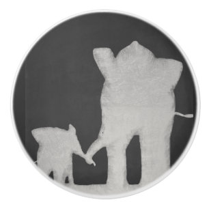 Elefant-Familien-Tafel Keramikknauf