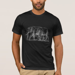 Elefant Family Sketch Niedlich Safari Tiere T-Shirt