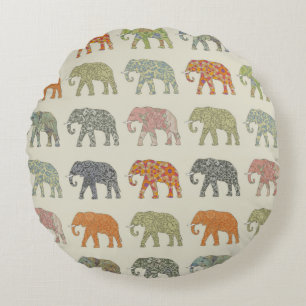 Elefant Farbige Tier Muster Modern Rundes Kissen