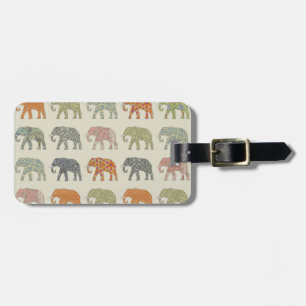Elefant Farbige Tier Muster Zeitgenössisch Gepäckanhänger