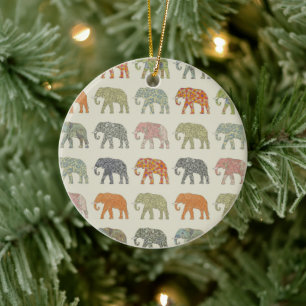 Elefant Farbige Tier Muster Zeitgenössisch Keramik Ornament