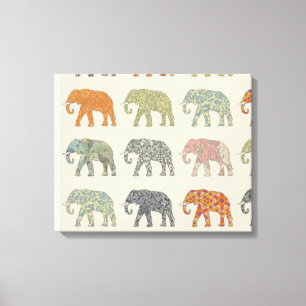 Elefant Farbige Tier Muster Zeitgenössisch Leinwanddruck