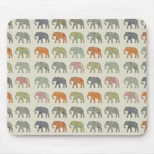 Elefant Farbige Tier Muster Zeitgenössisch Mousepad (Vorne)