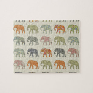 Elefant Farbige Tier Muster Zeitgenössisch Puzzle