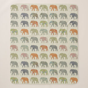 Elefant Farbige Tier Muster Zeitgenössisch Sherpadecke