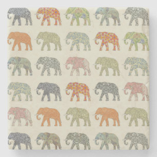 Elefant Farbige Tier Muster Zeitgenössisch Steinuntersetzer