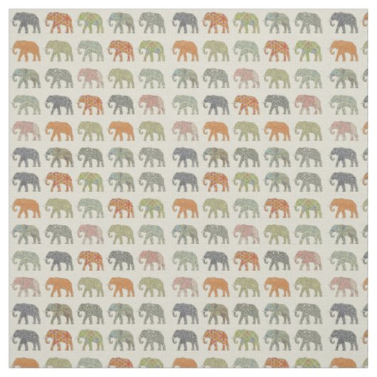 Elefant Farbige Tier Muster Zeitgenössisch Stoff (Muster)
