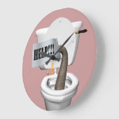 Elefant fest in der Toilette Große Wanduhr (Winkel)
