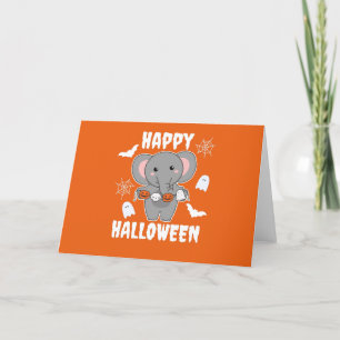 Elefant Frohes Halloween Kürbis Fledermauskostüm Feiertagskarte