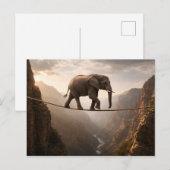 Elefant geht auf dem Seil Kunst Postkarte (Vorne/Hinten)