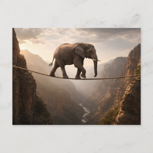 Elefant geht auf dem Seil Kunst Postkarte