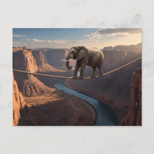 Elefant geht auf dem Seil Kunst Postkarte (Vorderseite)