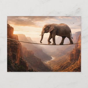 Elefant geht auf dem Seil Kunst Postkarte