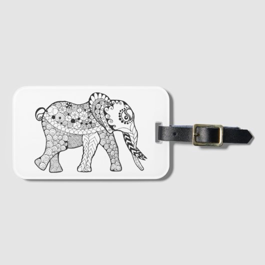 Elefant-Gekritzel Gepäckanhänger (Vorderseite (Horizontal))