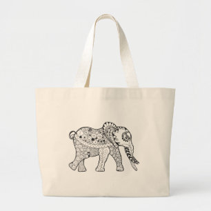 Elefant-Gekritzel Jumbo Stoffbeutel
