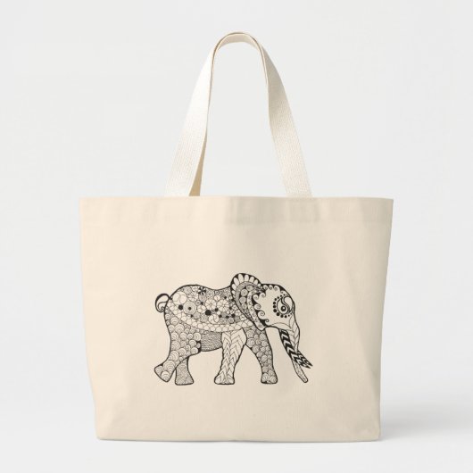 Elefant-Gekritzel Jumbo Stoffbeutel (Vorne)