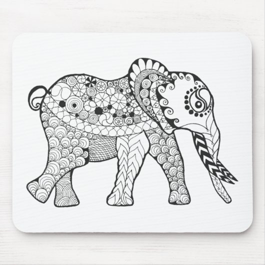 Elefant-Gekritzel Mousepad (Vorne)
