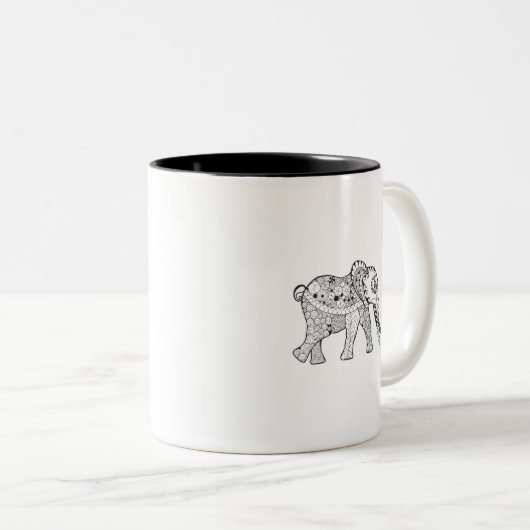 Elefant-Gekritzel Zweifarbige Tasse (VorderseiteRechts)