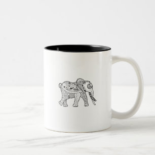 Elefant-Gekritzel Zweifarbige Tasse