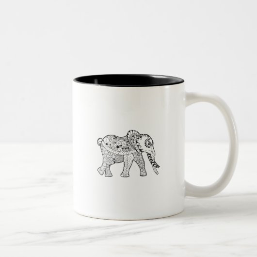 Elefant-Gekritzel Zweifarbige Tasse (Rechts)