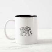 Elefant-Gekritzel Zweifarbige Tasse (Links)