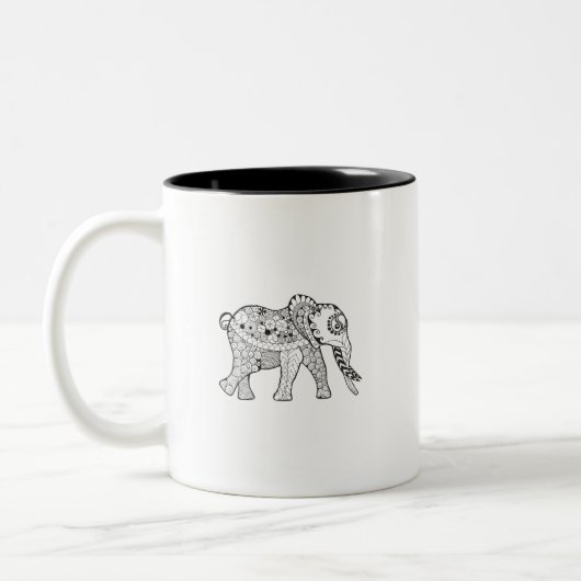 Elefant-Gekritzel Zweifarbige Tasse (Links)