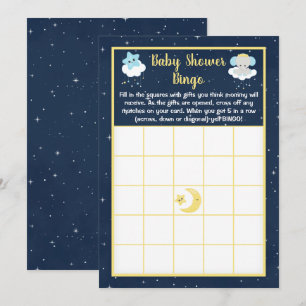 Elefant Gelb und Navy Baby Shower Bingo Einladung