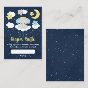 Elefant Gelb und Navy Baby Shower Windel-Raffle Begleitkarte
