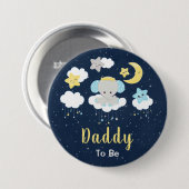 Elefant Gelb und Navy Daddy To Be Button (Vorne & Hinten)