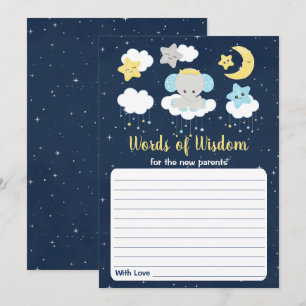 Elefant Gelbe Navy-Baby-Shower-Weisheiten Einladung