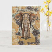 Elefant, gemalt Geburtstagskarte drucken Karte (Gelbe Blume)