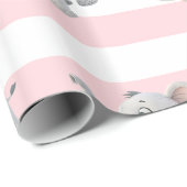 Elefant Geschenkpapier Rosa & Weiß gestreift (Rolleneckpunkt)